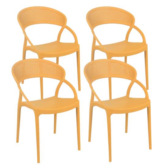Chaises de terrasse de restaurant en plastique ajourées - Lot de 4 | Mobeventpro