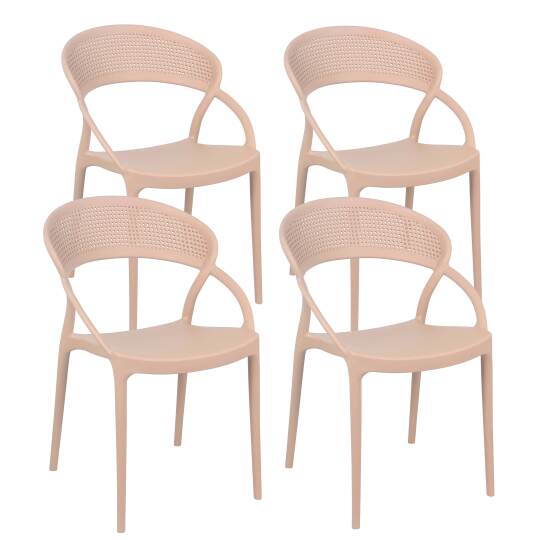Chaises de terrasse de restaurant en plastique ajourées - Lot de 4 | Mobeventpro