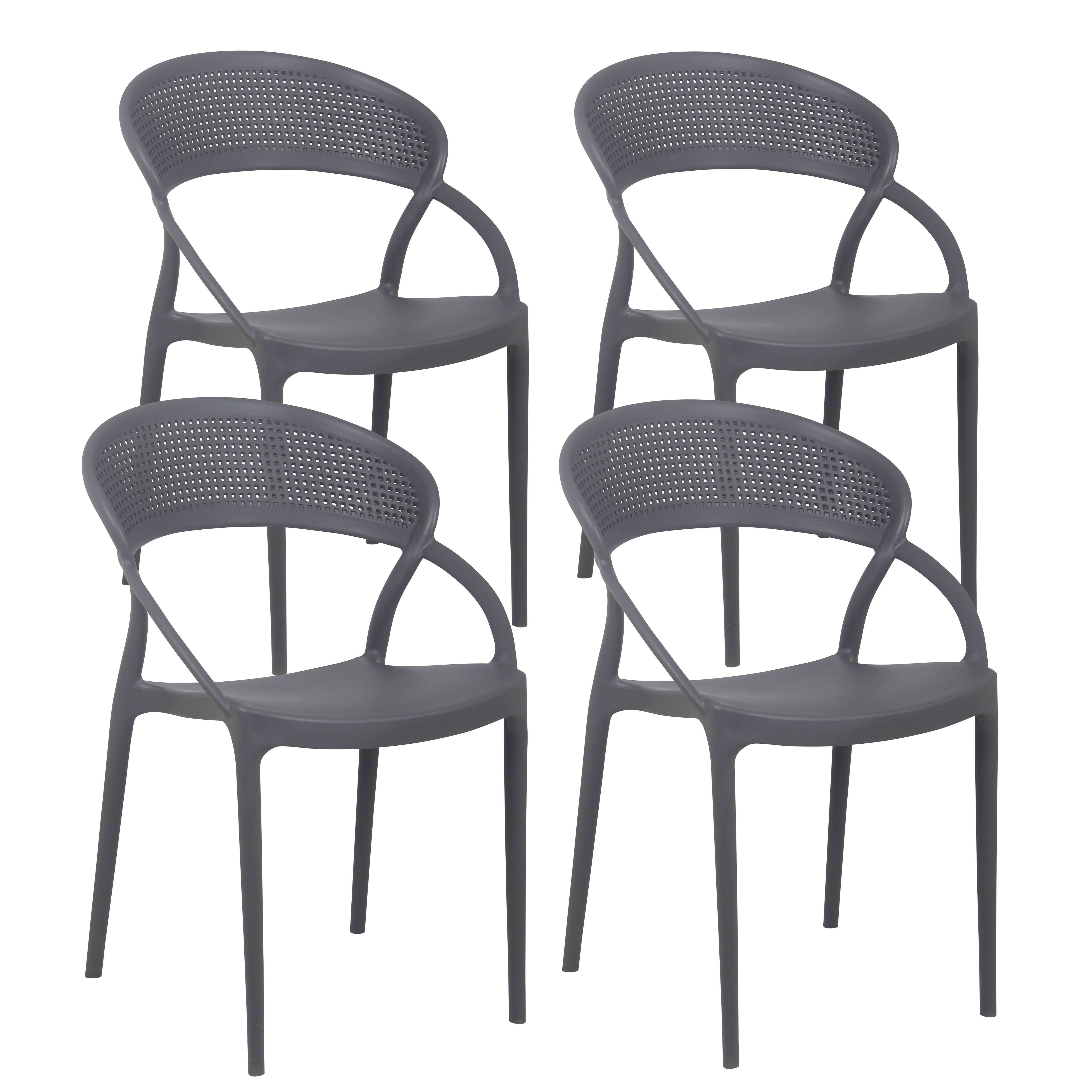 Chaises de terrasse de restaurant en plastique ajourées - Lot de 4