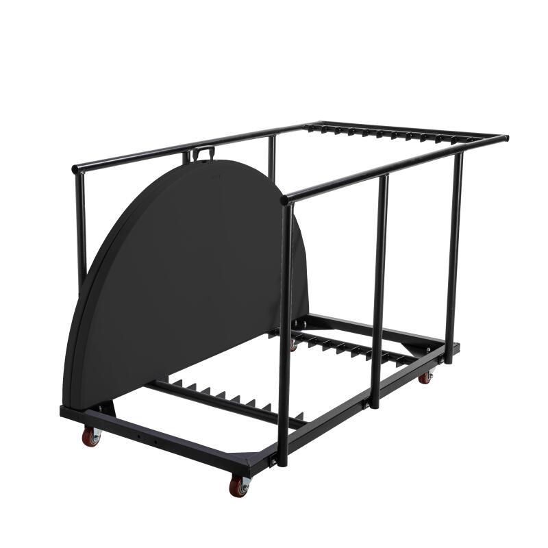 Lot de 13 tables pliantes rondes noires 150 cm + chariot de transport