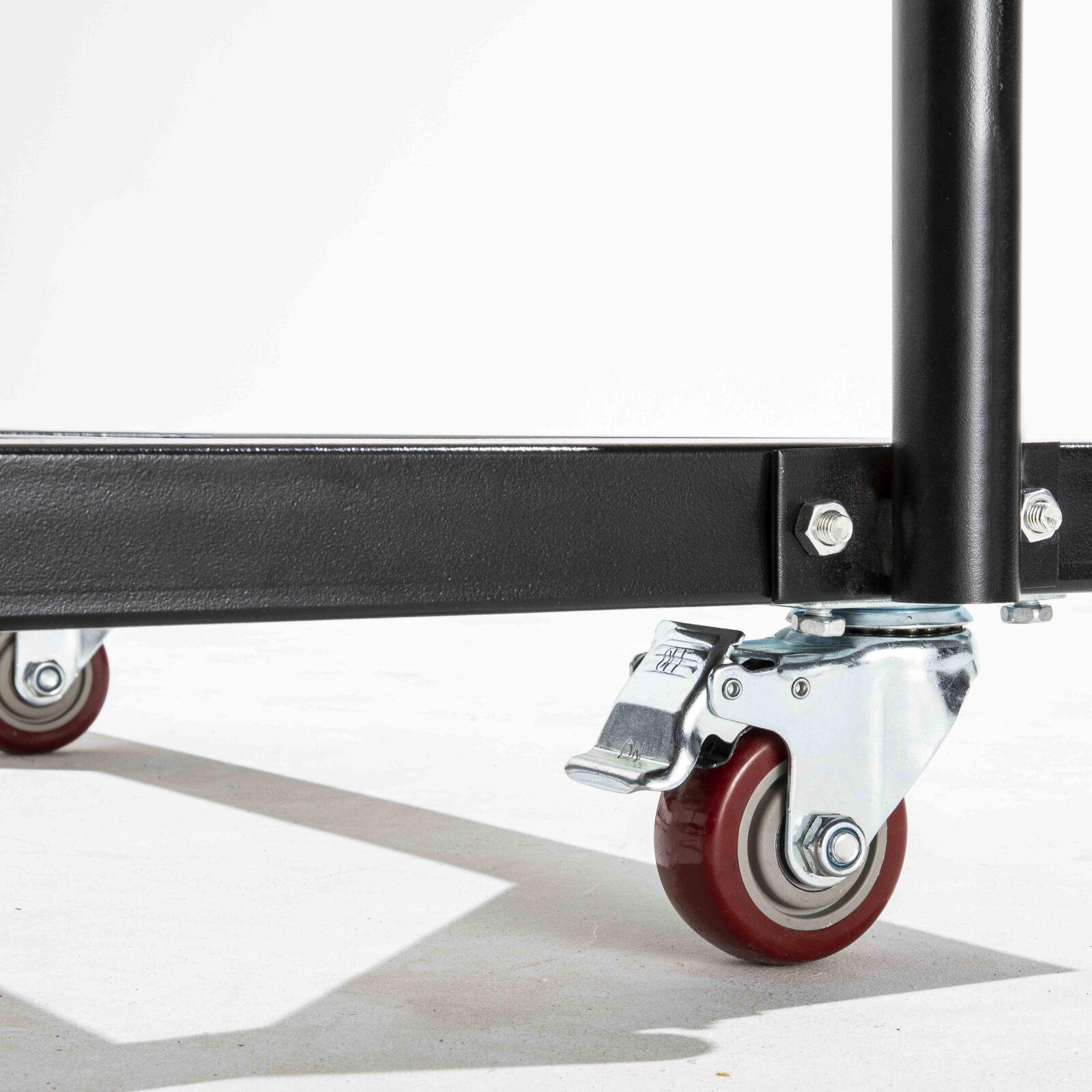 Lot de 13 tables pliantes rondes noires 150 cm + chariot de transport Lot de 13 tables pliantes rondes noires 150 cm + chariot de transport