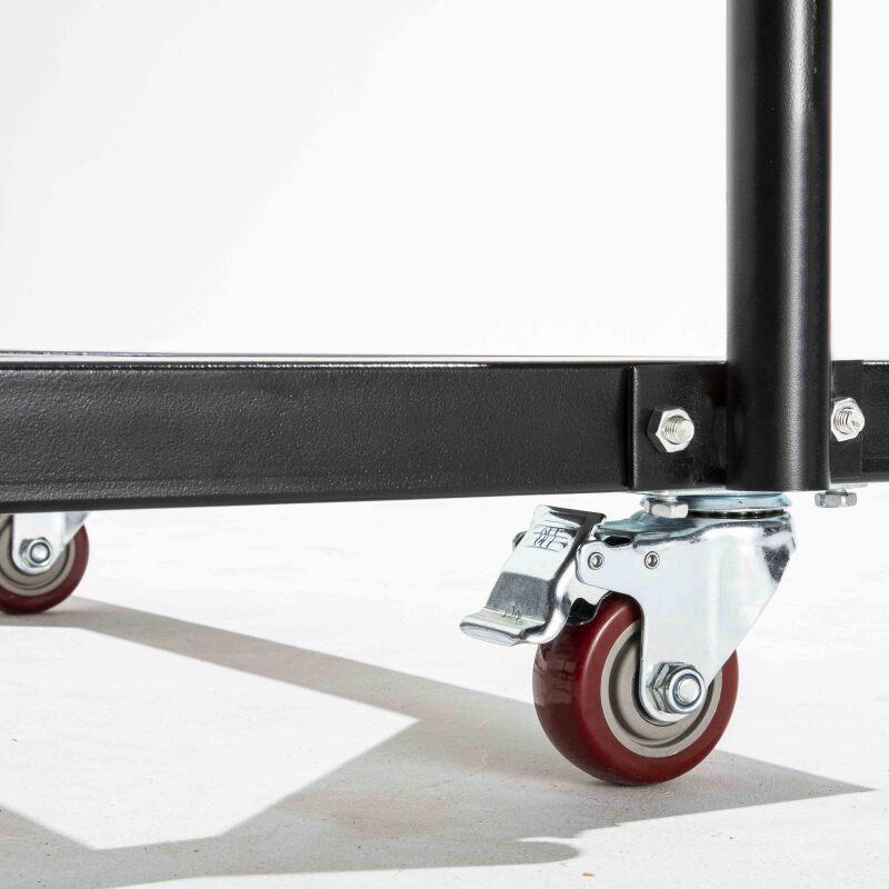 Lot de 13 tables pliantes rondes noires 150 cm + chariot de transport