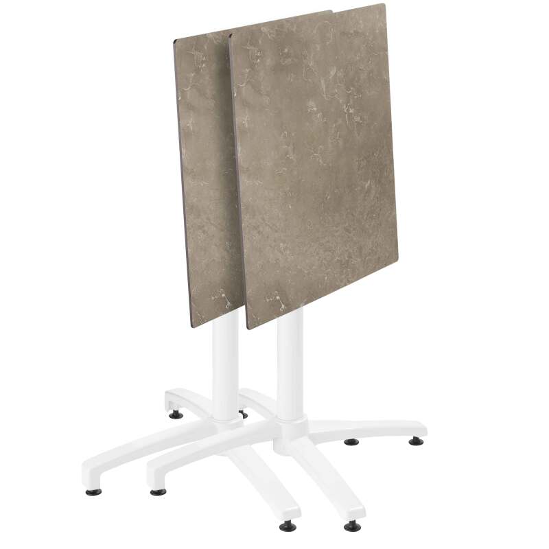 Table 60x60 cm inclinable stratifiée avec pied blanc et chaises en métal (2/7)