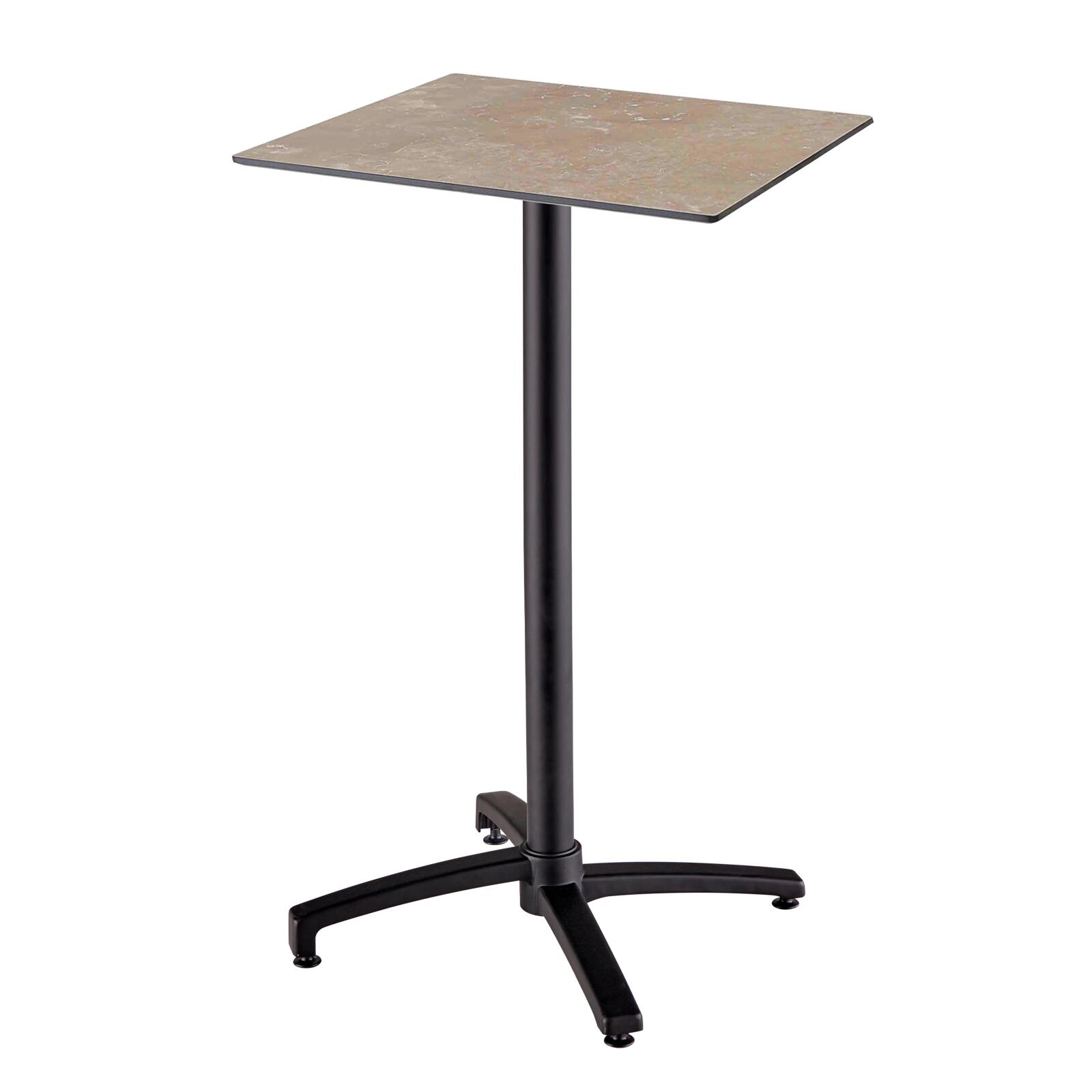 Ensemble table haute carrée inclinable ardoise gris foncé 60 x 60 cm en HPL et 2 chaises hautes en métal