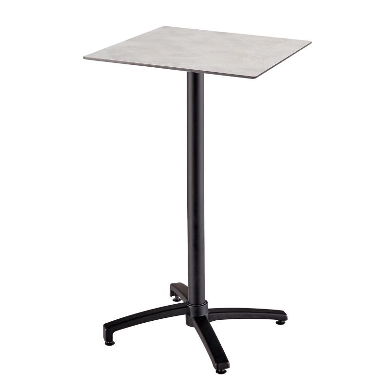 Ensemble table haute carrée inclinable ardoise gris foncé 60 x 60 cm en HPL et 2 chaises hautes en métal