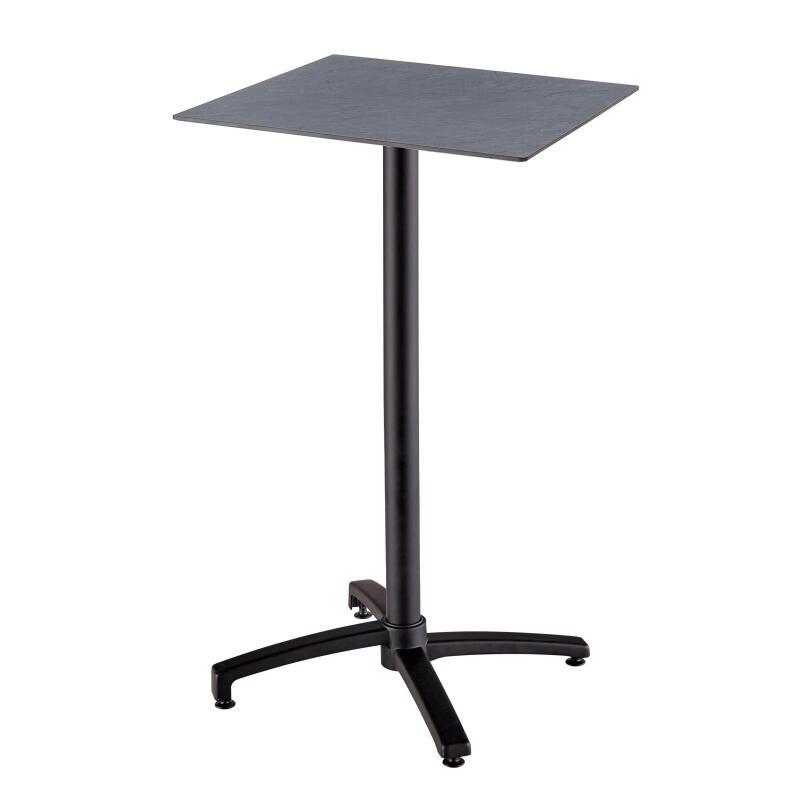 Ensemble table haute carrée inclinable ardoise gris foncé 60 x 60 cm en HPL et 2 chaises hautes en métal