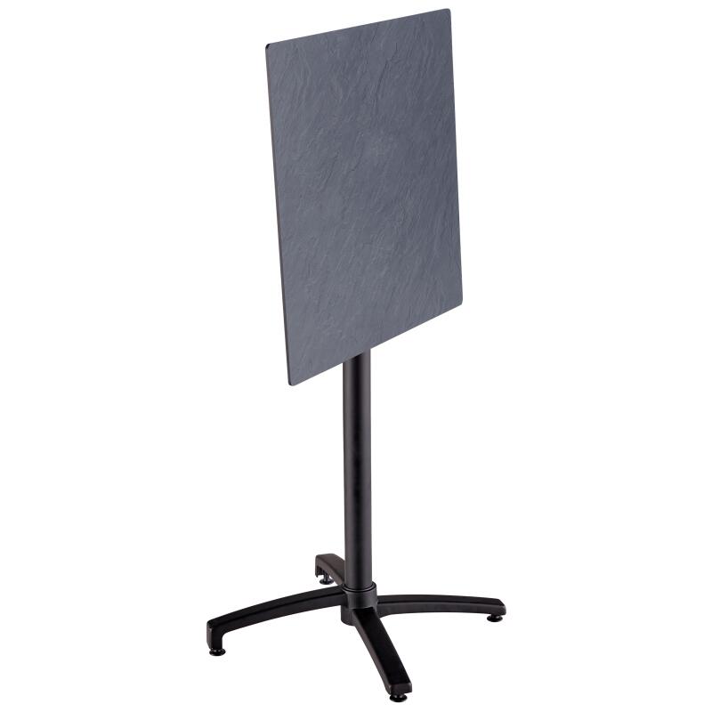 Ensemble table haute carrée inclinable ardoise gris foncé 60 x 60 cm en HPL et 2 chaises hautes en métal