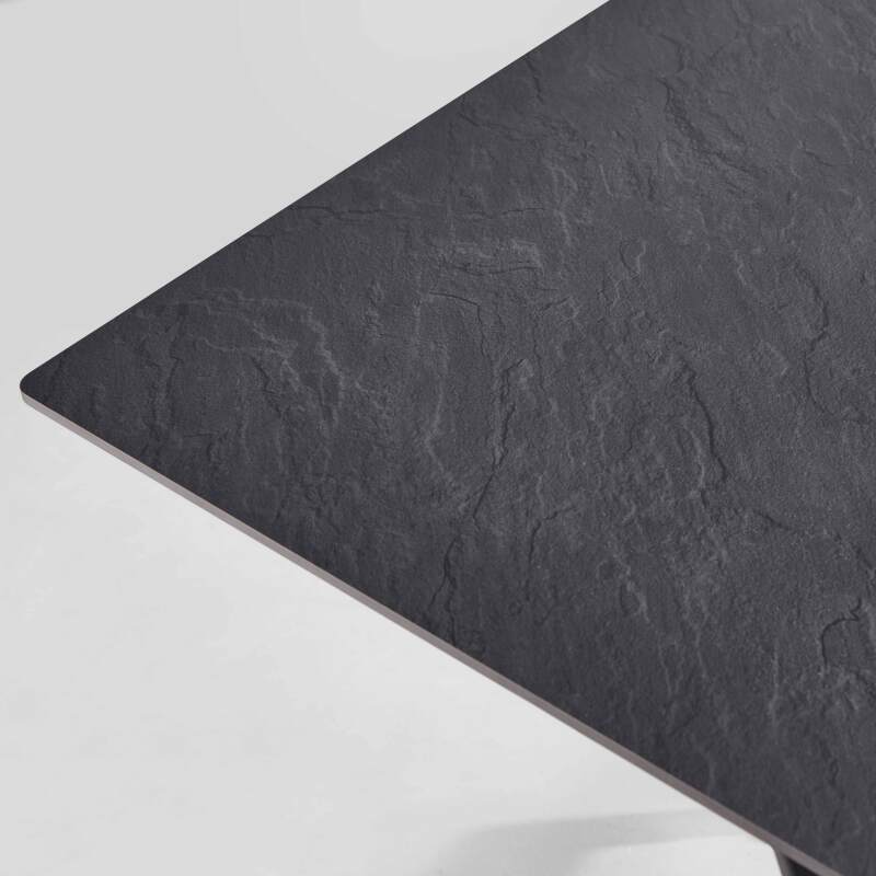 Ensemble table haute carrée inclinable ardoise gris foncé 60 x 60 cm en HPL et 2 chaises hautes en métal