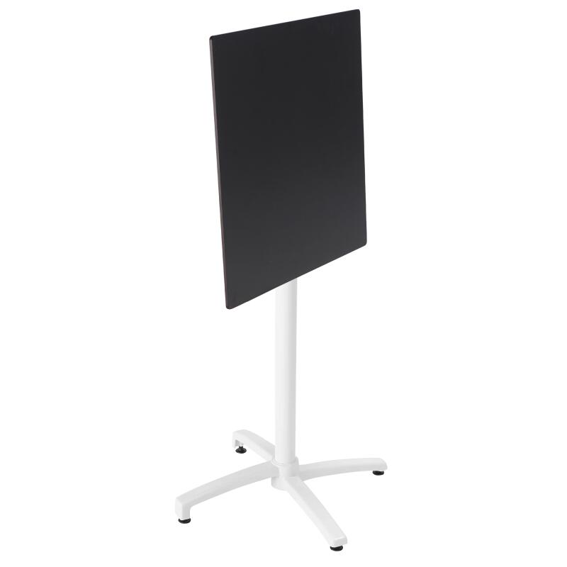 Table haute 60x60 cm inclinable stratifiée avec pied blanc et chaises en métal