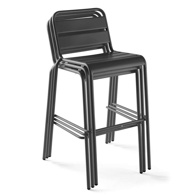 Table haute 60x60 cm inclinable stratifiée avec pied blanc et chaises en métal