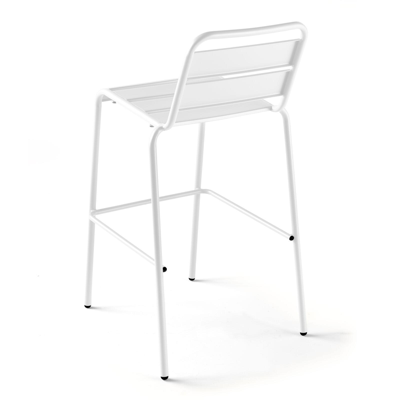 Table haute 60x60 cm inclinable stratifiée avec pied blanc et chaises en métal