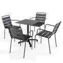 Table 60x60 cm inclinable stratifiée avec pied noir et chaises en métal