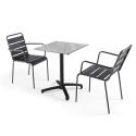 Table 60x60 cm inclinable stratifiée avec pied noir et chaises en métal