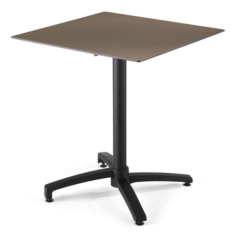 Table 70x70 cm inclinable stratifiée avec pied noir et chaises en métal