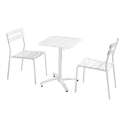 Table 60x60 cm inclinable en aluminium avec 2 chaises