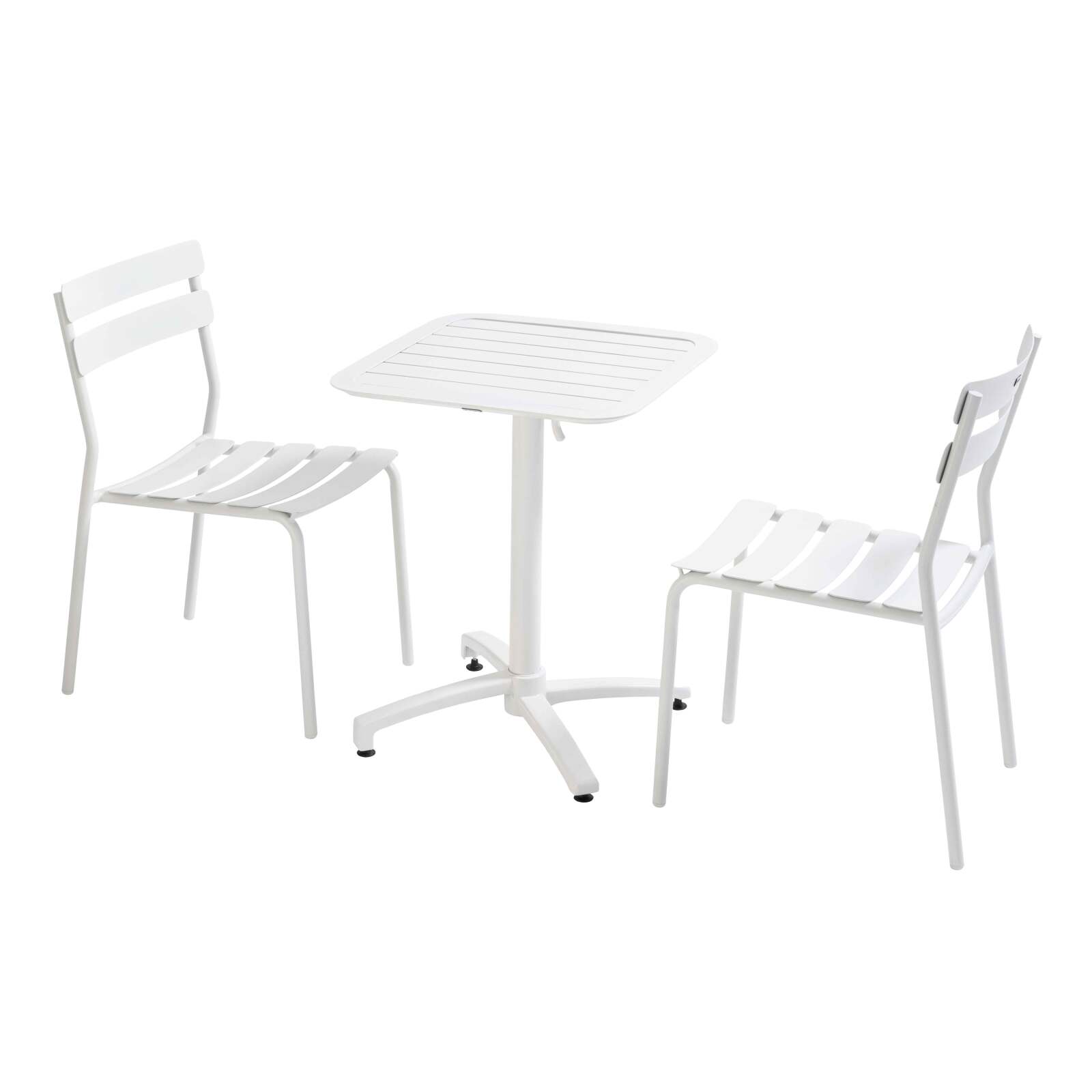 Table 60x60 cm inclinable en aluminium avec 2 chaises