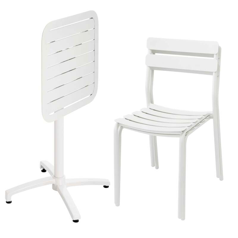 Table 60x60 cm inclinable en aluminium avec 2 chaises (2/7)