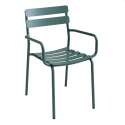 Table de terrasse 60x60 cm inclinable en aluminium et 2 chaises avec accoudoirs