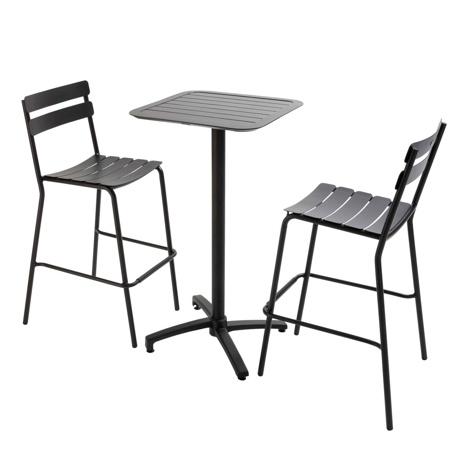 Table haute 60x60 cm inclinable et 2 chaises hautes en aluminium
