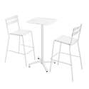 Table haute 60x60 cm inclinable et 2 chaises hautes en aluminium