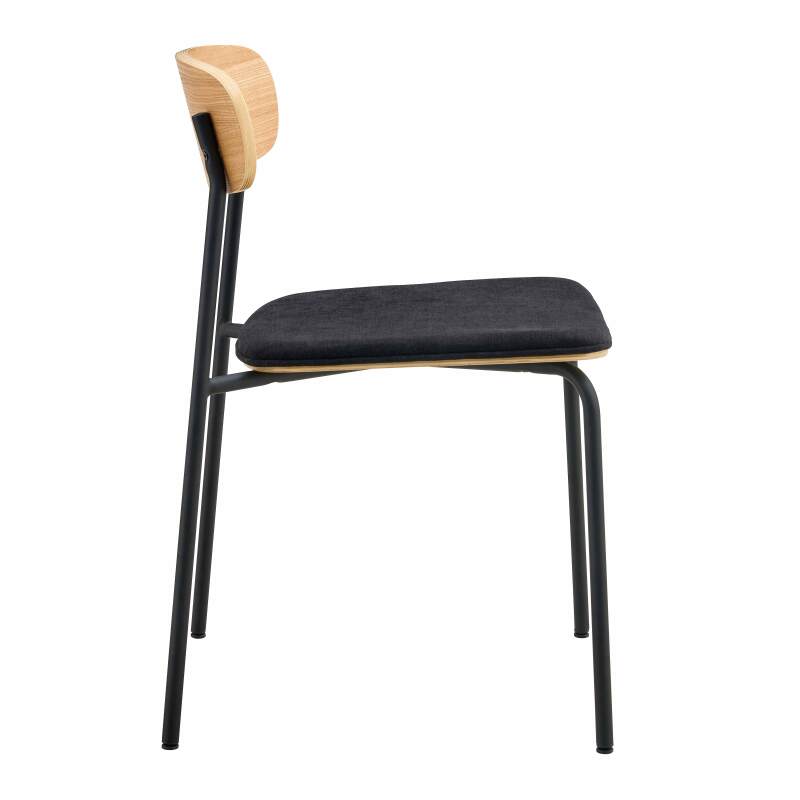 Lot de 2 chaises en métal, bois et tissu