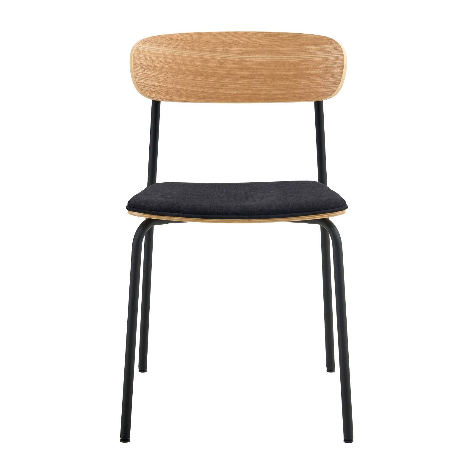 Lot de 2 chaises en métal, bois et tissu Lot de 2 chaises en métal, bois et tissu