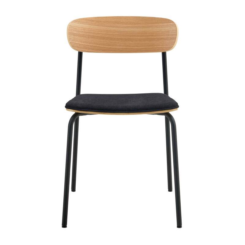 Lot de 2 chaises en métal, bois et tissu