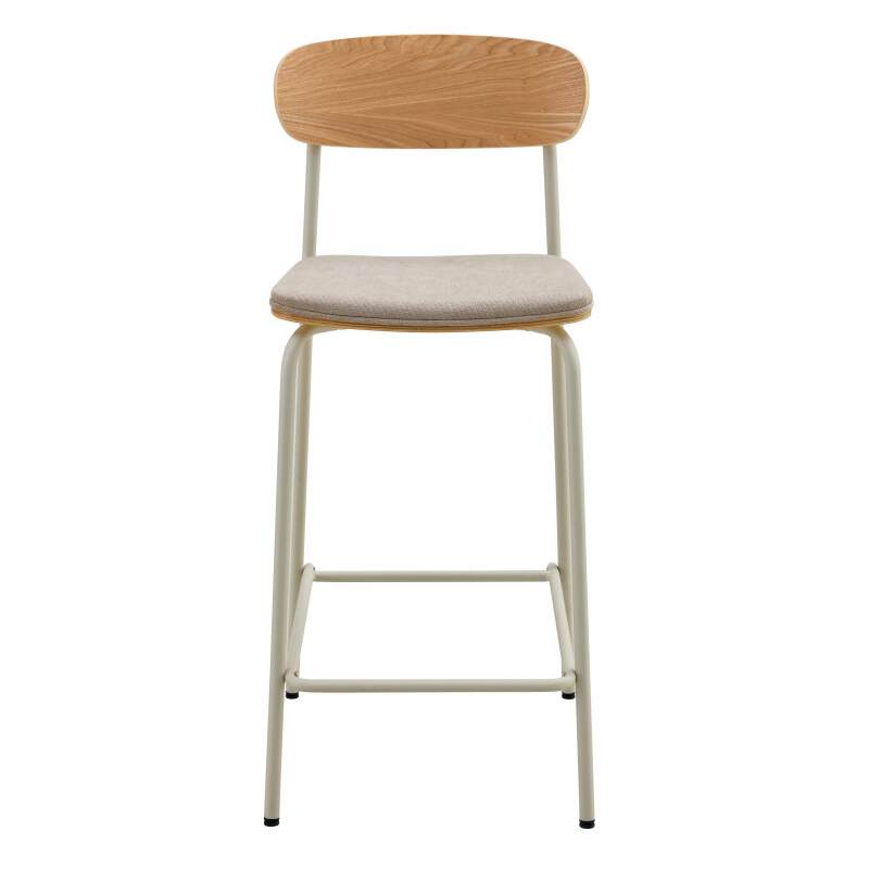 Lot de 2 chaises hautes en métal, bois et tissu