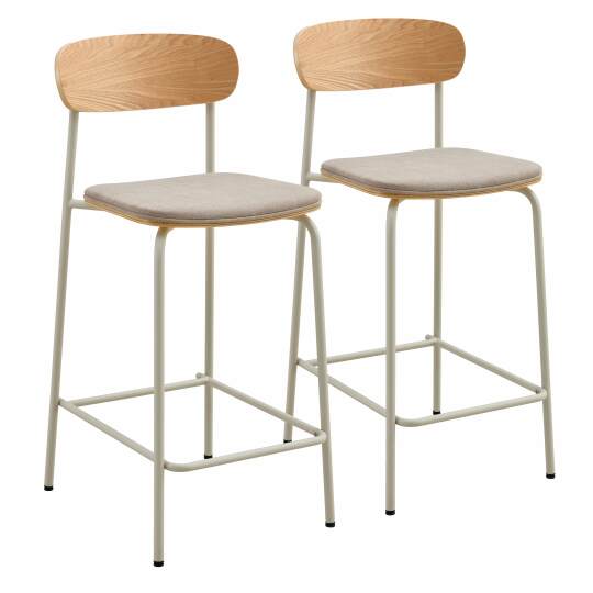 Chaises hautes de restaurant en bois, métal et tissu - Lot de 2 | Mobeventpro