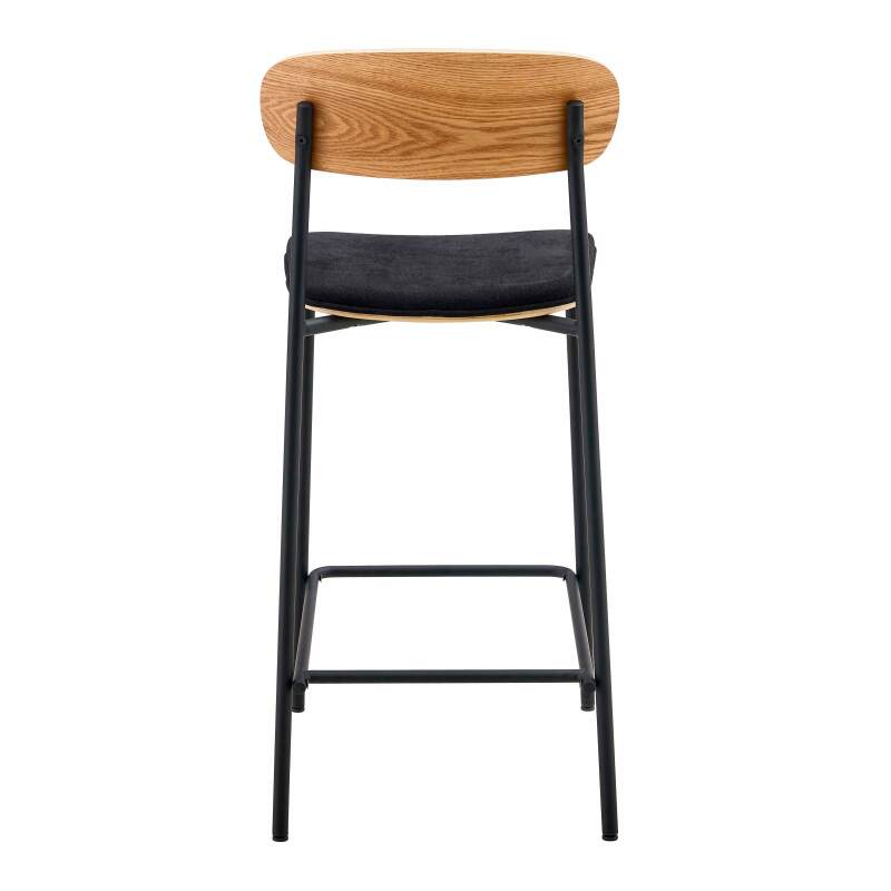 Lot de 2 chaises hautes en métal, bois et tissu