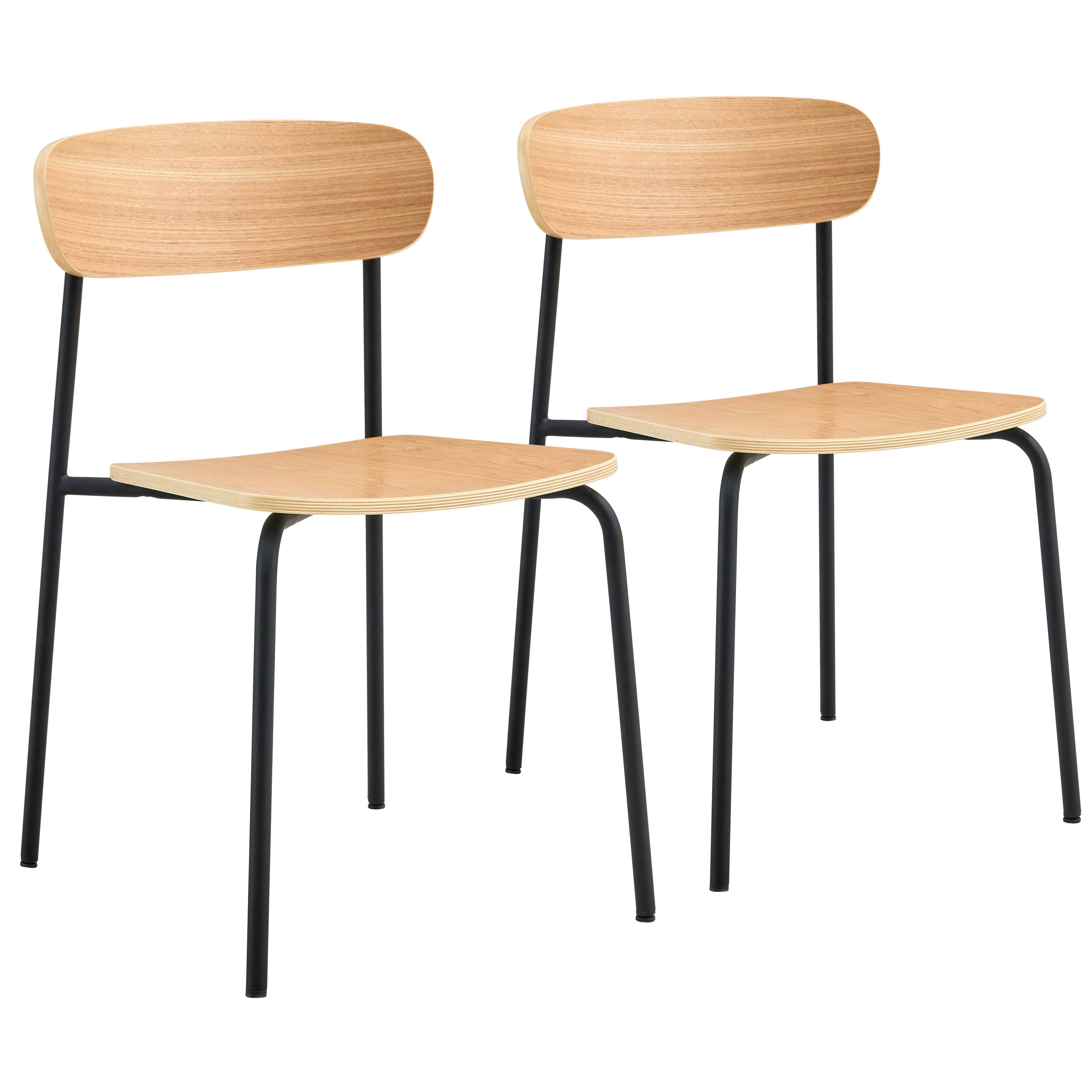 Chaises de restaurant en bois et métal - Lot de 2