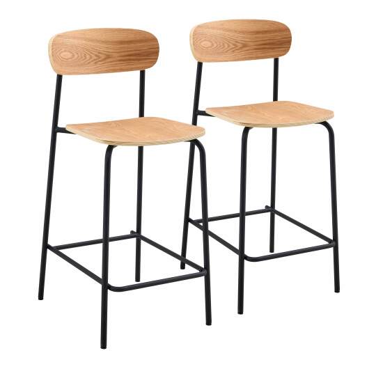 Chaises hautes de restaurant en bois et métal - Lot de 2 | Mobeventpro