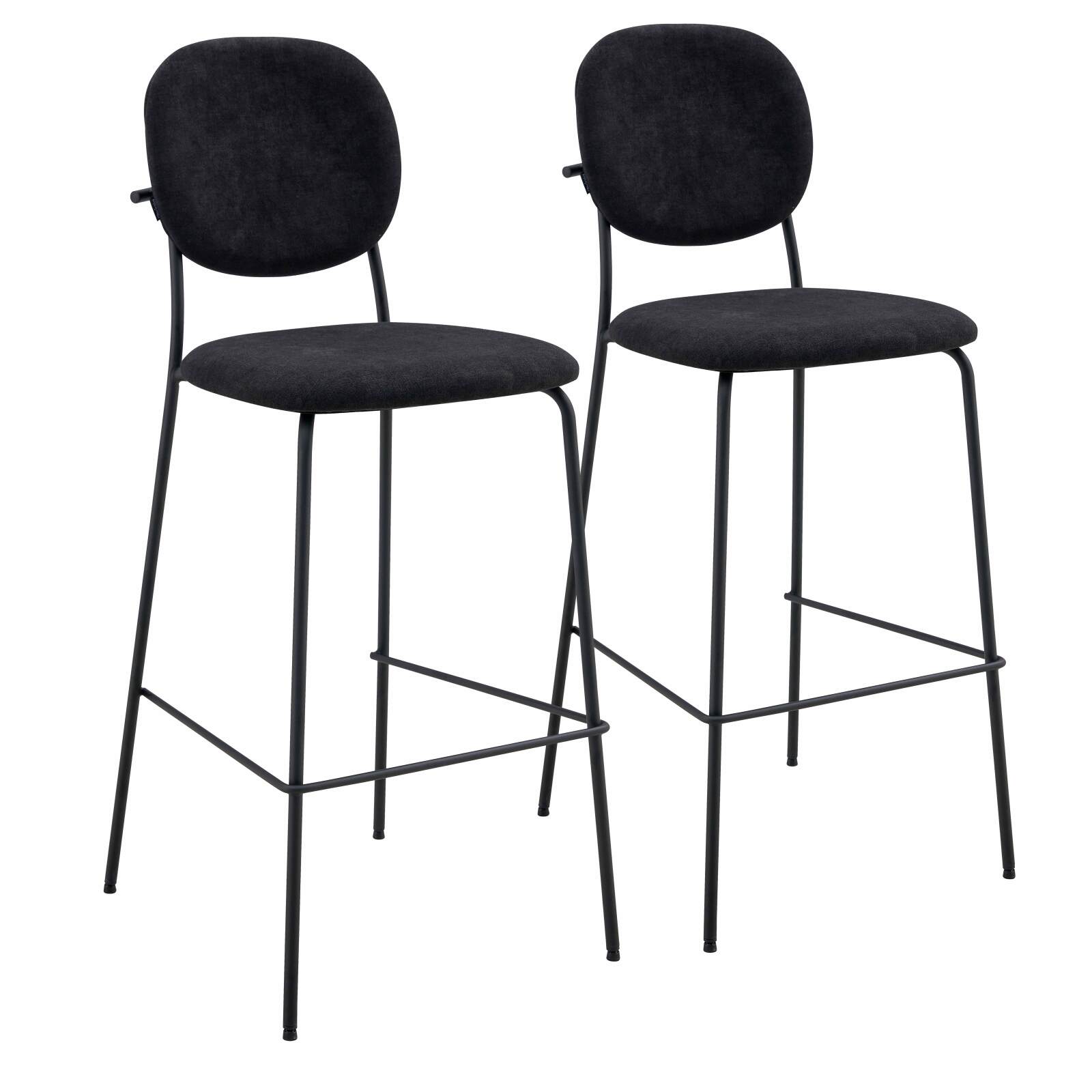 Lot de 2 chaises hautes en acier et tissu