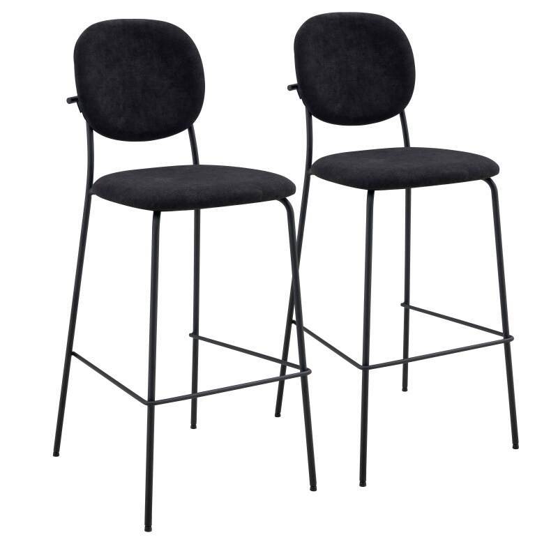 Lot de 2 chaises hautes en acier et tissu