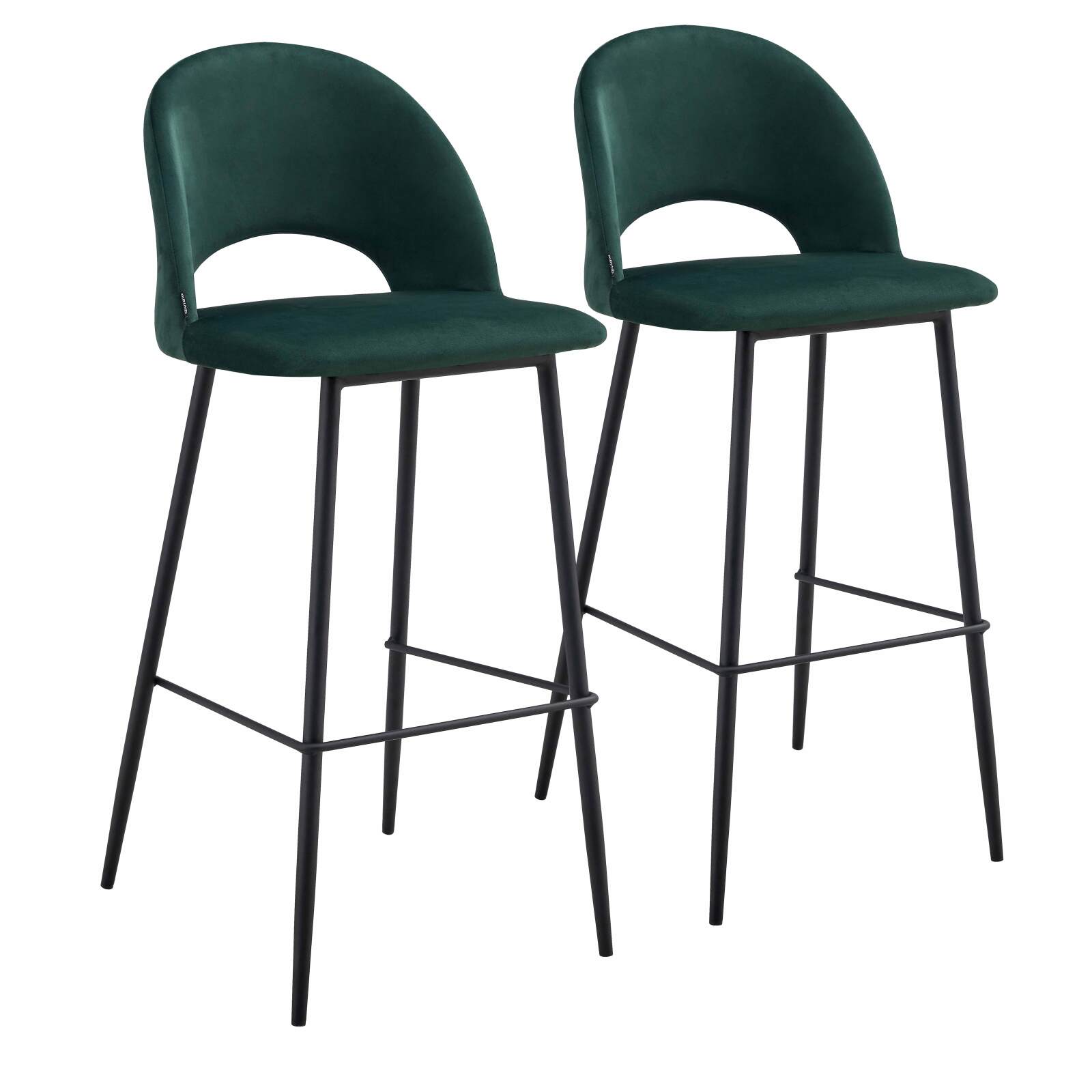 Lot de 2 chaises hautes en acier et velours