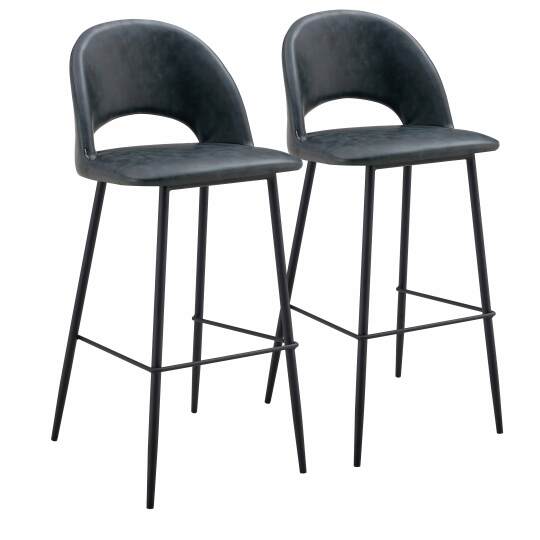Lot de 2 chaises hautes en métal et textile enduit