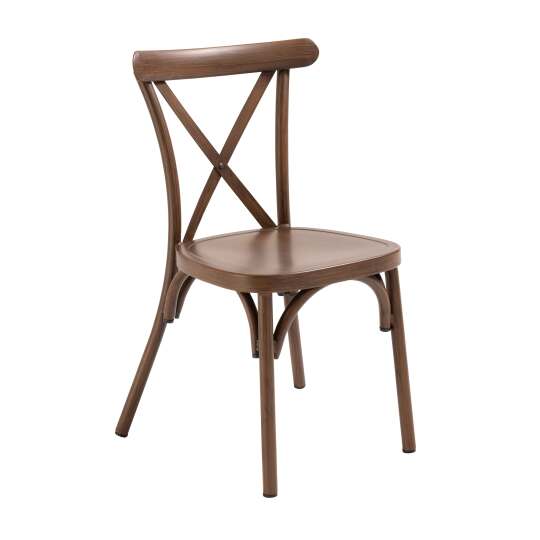 Chaise de terrasse de restaurant en aluminium effet bois | Mobeventpro