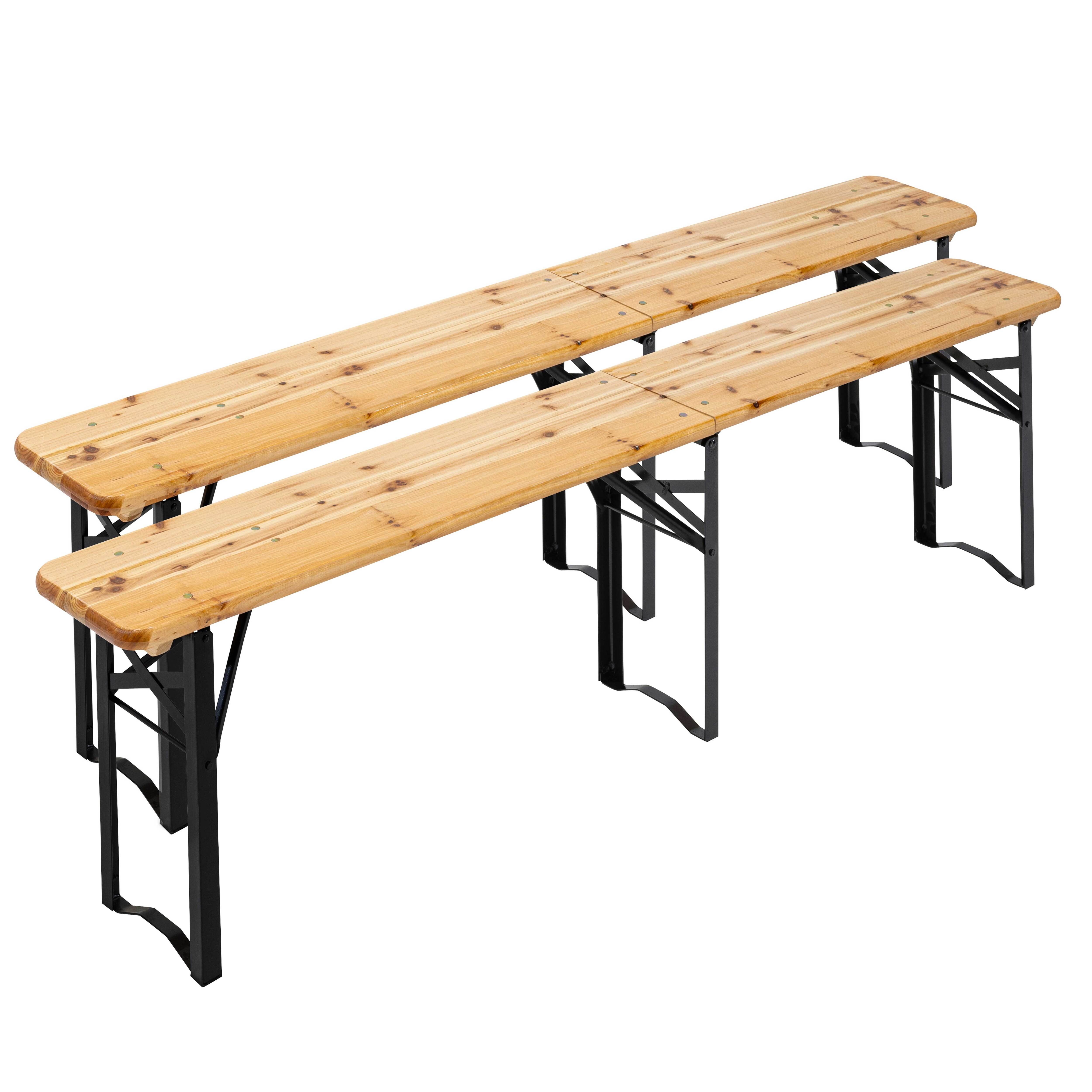 Bancs pliables en bois 5 places 218 cm - Lot de 2