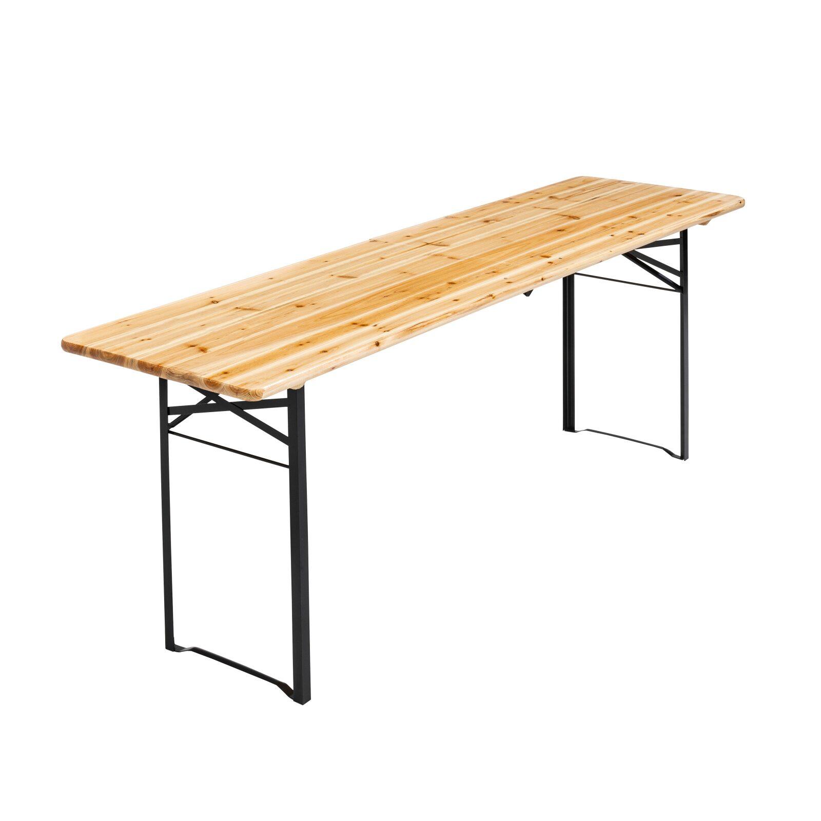 Table de brasserie en bois et bancs pliants 218cm 10 places