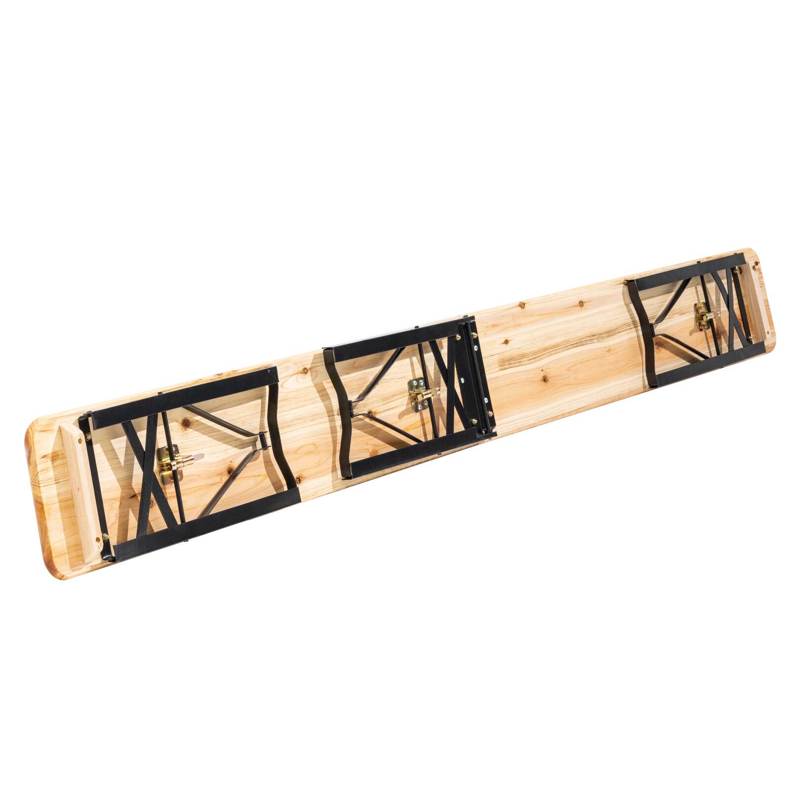 Table de brasserie en bois et bancs pliants 218cm 10 places