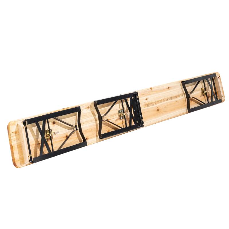 Table de brasserie en bois et bancs pliants 218cm 10 places