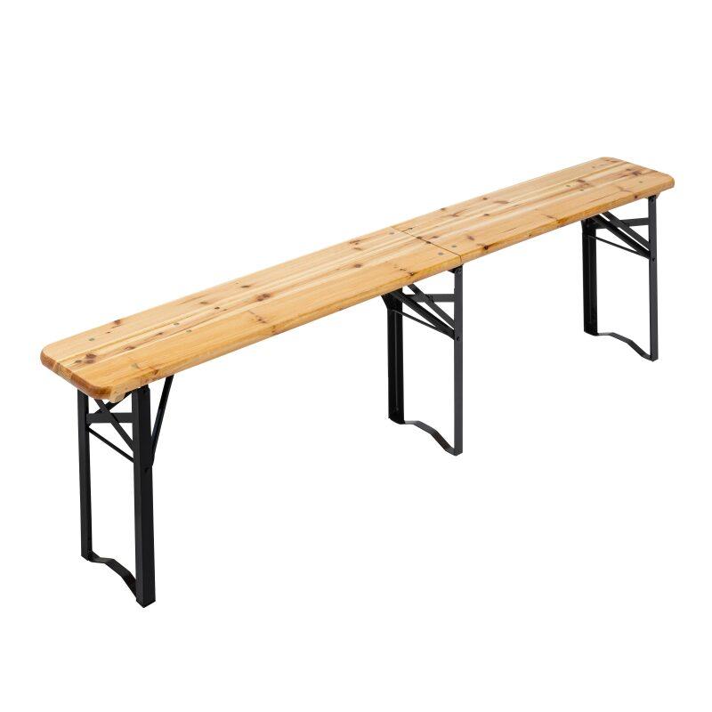 Table de brasserie en bois et bancs pliants 218cm 10 places
