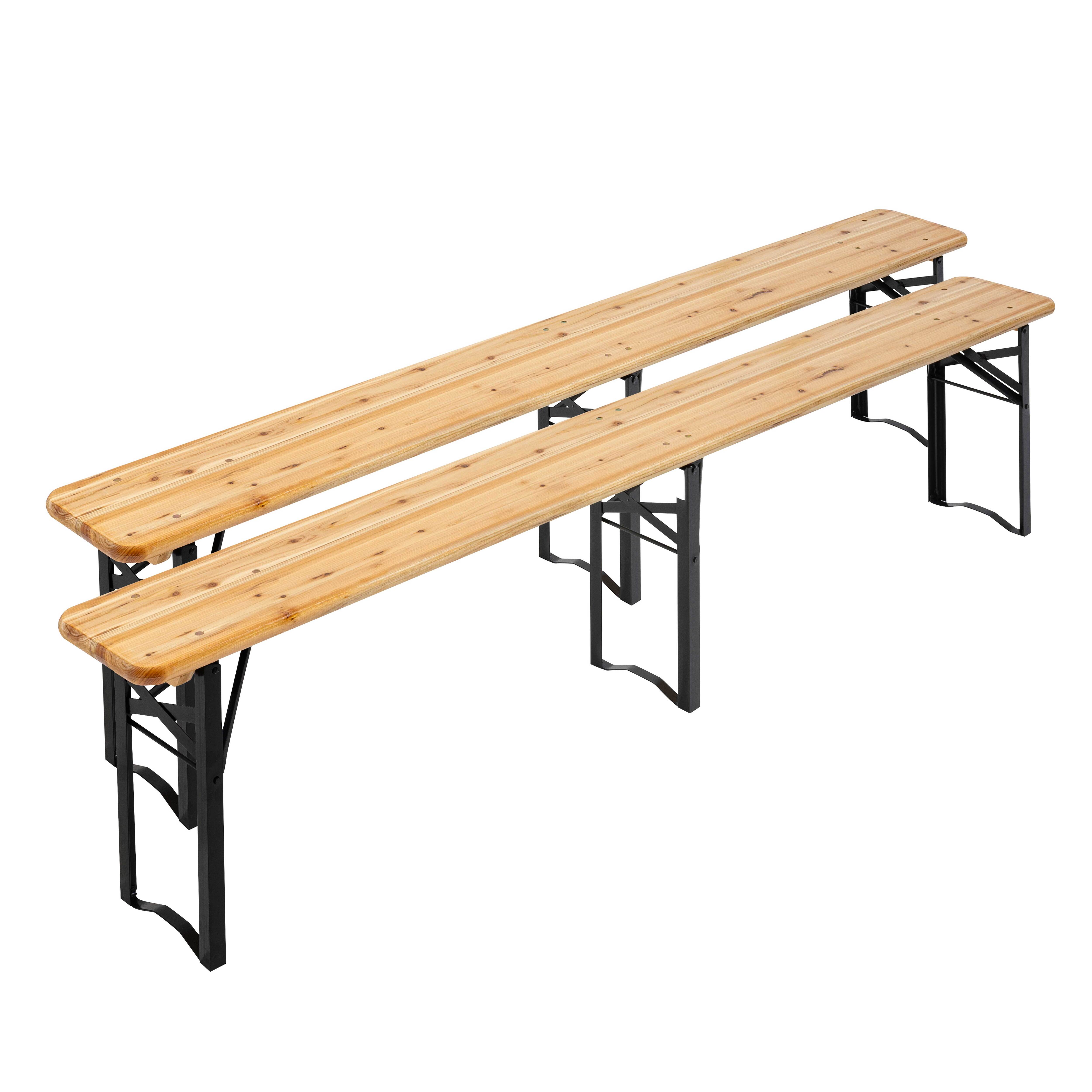 Bancs pliables en bois 3 places 180 cm - Lot de 2