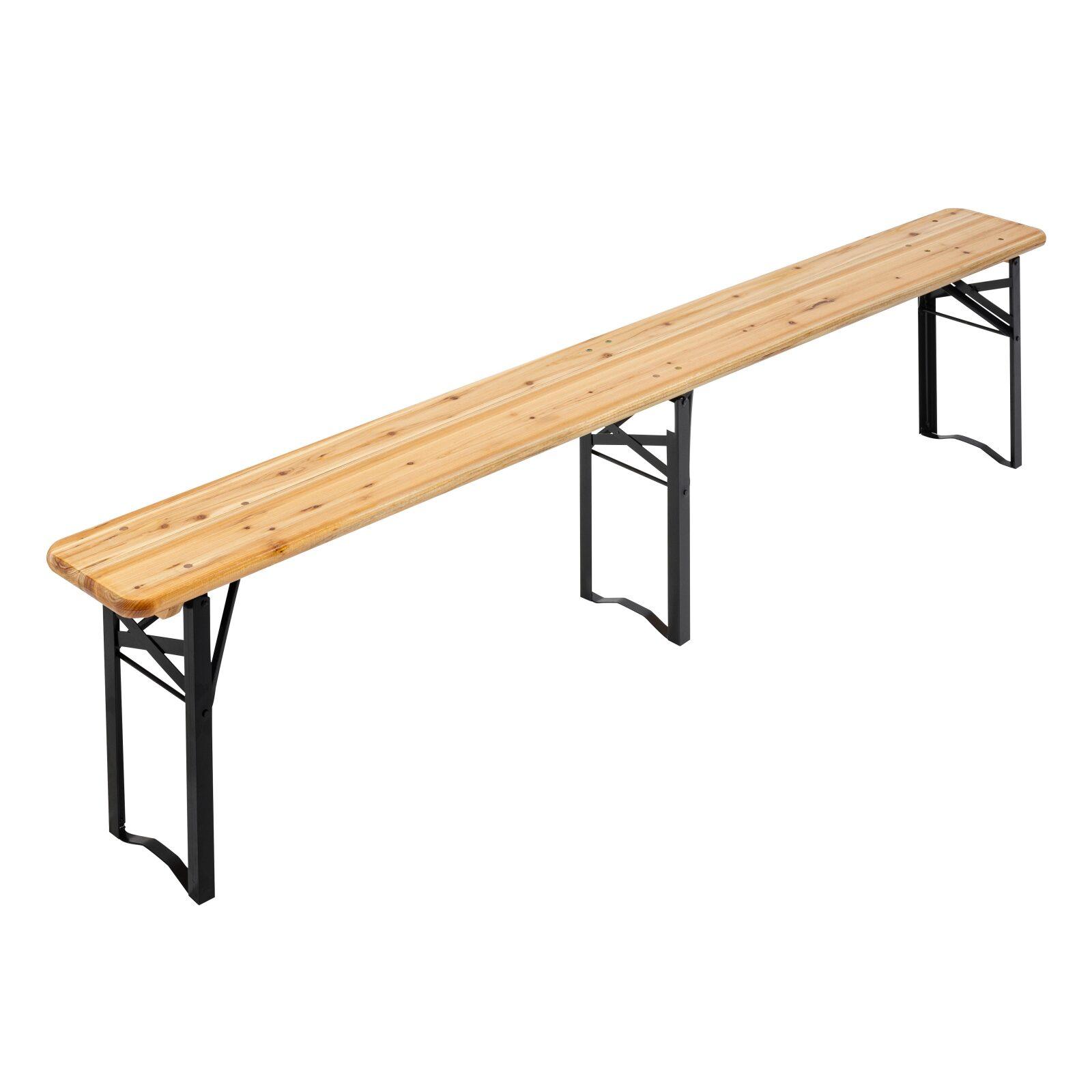 Table de brasserie pliante en bois et bancs 180cm 8 places