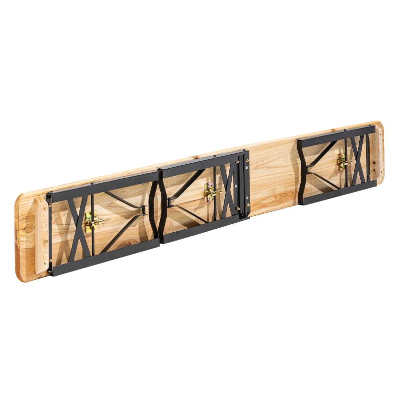 Table de brasserie pliante en bois et bancs 180cm 8 places