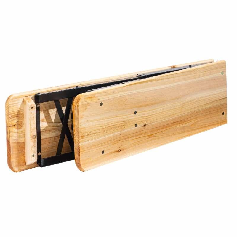 Table de brasserie pliante en bois et bancs 180cm 8 places