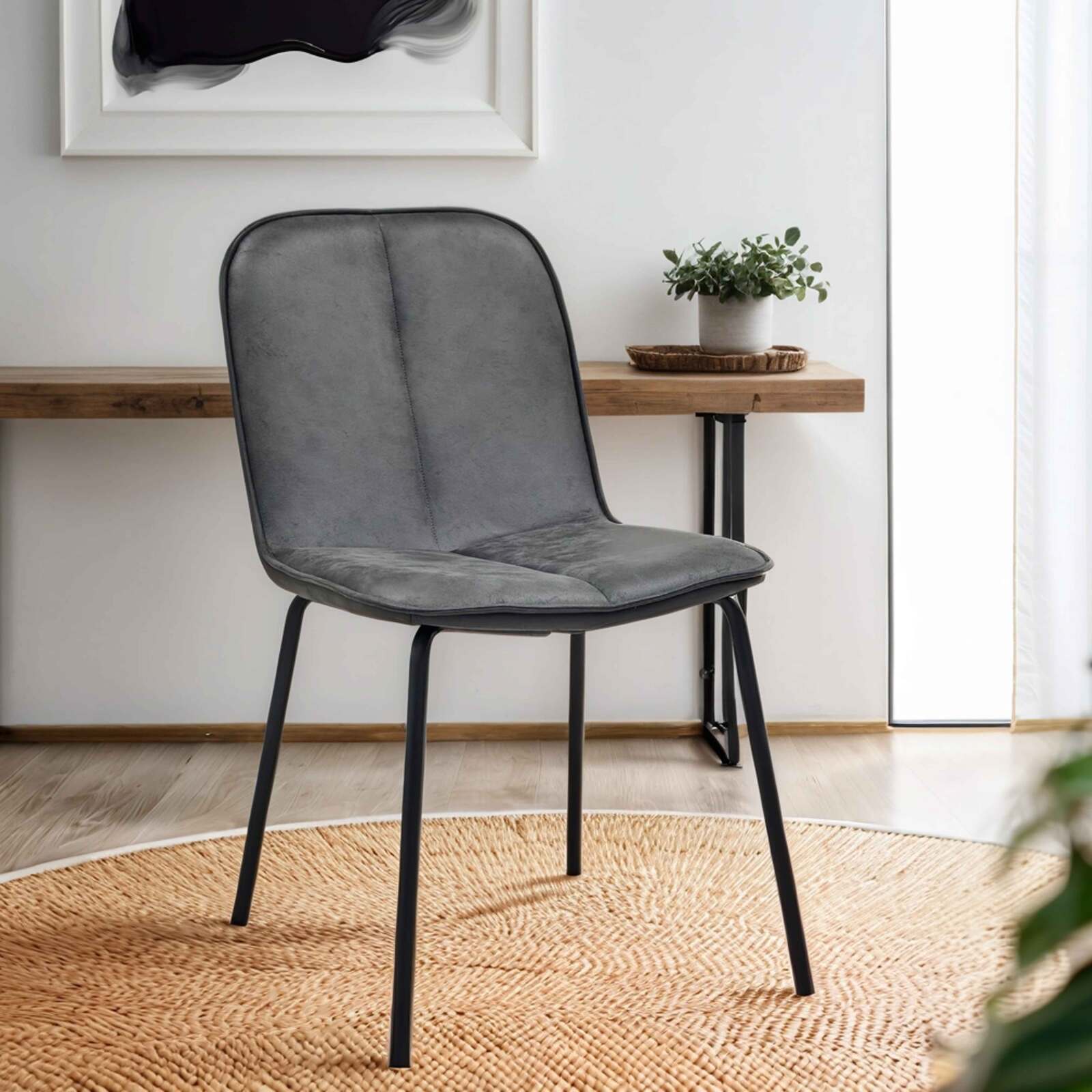 Lot de 2 chaises en métal et textile enduit Lot de 2 chaises en métal et textile enduit