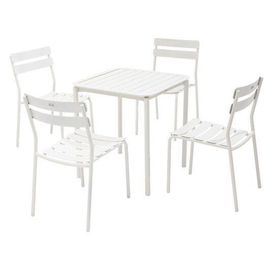 Table de terrasse carrée en aluminium 70x70 cm et 4 chaises | Mobeventpro