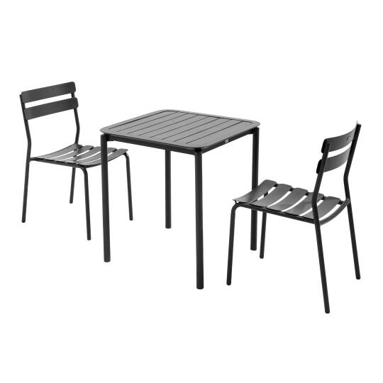 Table de terrasse carrée en aluminium 70x70 cm et 2 chaises | Mobeventpro