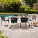 Ensemble table rectangulaire 180 cm et 6 fauteuils en métal